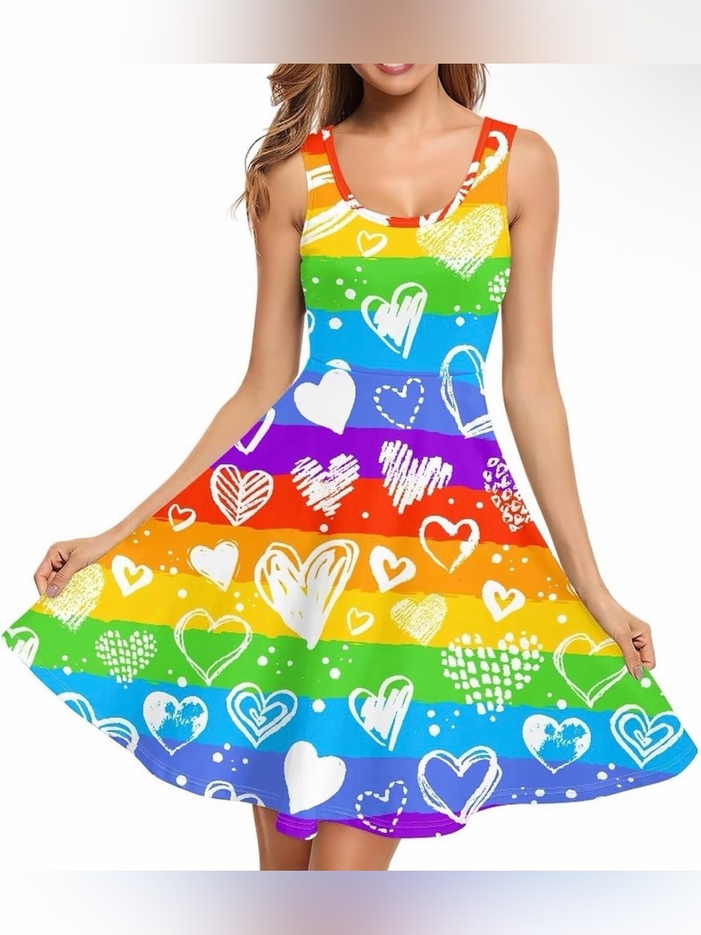 Sleeveless O Neck Beach A-Line Tank Flared Sundress